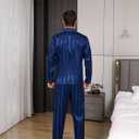 2 x Men's Silky Satin Pajama Sets Mens Sleepwear Big and Tall Pajamas for Men Loungewear Summer Pjs Lounge Set M-5XL (Blue, XL)