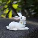 Set of 2 Easter Bunny Figurines, Resin Rabbit Decorations with Easter Tabletop Decor, Yard Decorations Outdoor, Couple Gifts