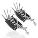 Voro Motors 2 Packs Bike Multifunction Tools, Bike Tool Kit 12 In 1 Lightweight Stainless Steel Bicycle Multi tool,Safety Locking, Survival Gear With Hex Key, Screwdriver, Chain Cutting Tool