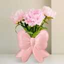 Bow Vase，Pink Coquette Ceramic Vase for Home Office Shelf Table Living Room
