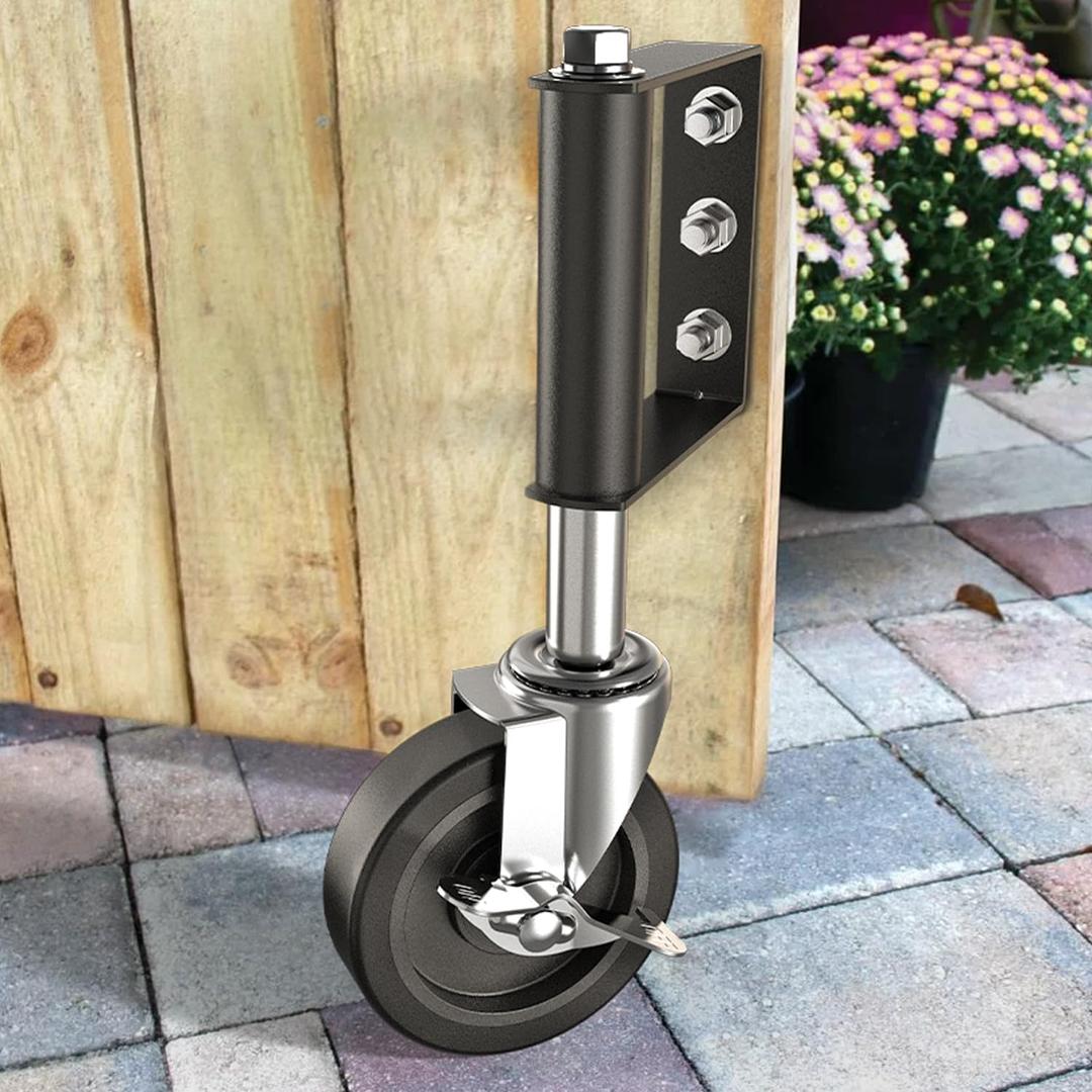 HOLKIE Heavy Duty Gate Caster, Spring Loaded Gate Wheel, Swivel Caster Wheels for Wooden Gate and Fence 220LBS Capacity