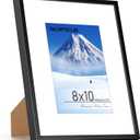 RICHFOCUS 8x10 Picture Frame with Mat for 5x7 |8 x 10 Modern Photo Frame Black|8 by 10 Metal Aluminum Frames with Stand for Tabletop or Wall Hanging|Hardwares Included, Set of 1