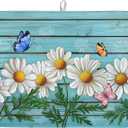 Daisy Dish Drying Mat for Kitchen Counter 18”x24” Rustic Daisy Absorbent Dish Drying Mat Reversible Microfiber Dish Drainer Rack Fast Drying Mat for Countertops Tableware Decor