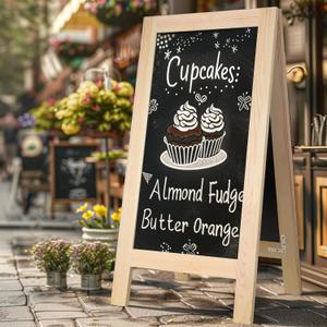 20 x 40 Inch Wooden Sandwich Board Signs Outdoor, Chalk Board Easel Sign,Double-Sided a Frame Chalkboard Sign,Extra Large Chalkboard Easel,Sidewalk Sign,Chalk Board Sign Board.