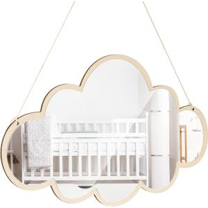 Mirror Cloud Wooden Mirror Cartoon Safety Shatterproof Mirror Wall Sticker Nordic Bedroom Nursery Decoration Mirror