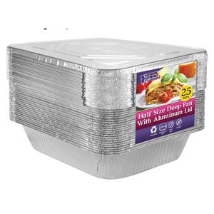 Nicole Home Collection Aluminum Pans With Lids Half Size 9x13 Extra Heavy Duty, Disposable Foil Pans For Baking (25 Sets)