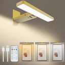 Battery Operated Picture Light, Wireless Painting Light with 3 Lighting Modes,Remote and Dimmable Timer Art Display Light for Picture Artworking Frame Portrait, Wall Decor Puck Lights (1pack-gold)