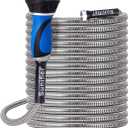 Metal Garden Hose 15 Ft 30 Ft With Hose Nozzle, Flexible Stainless Steel Water Hose 25 Ft 50 Ft Heavy Duty No Kink Hose 75 Ft 100 Ft (15FT)