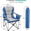 OLIXIS Folding Camping Beach Chair, Outdoor Heavy Duty Lawn Chair with Cup Holder, Non-Slip Feet, Cooler Bag, Portable Collapsible for Hiking Beach Sports, Blue Grey