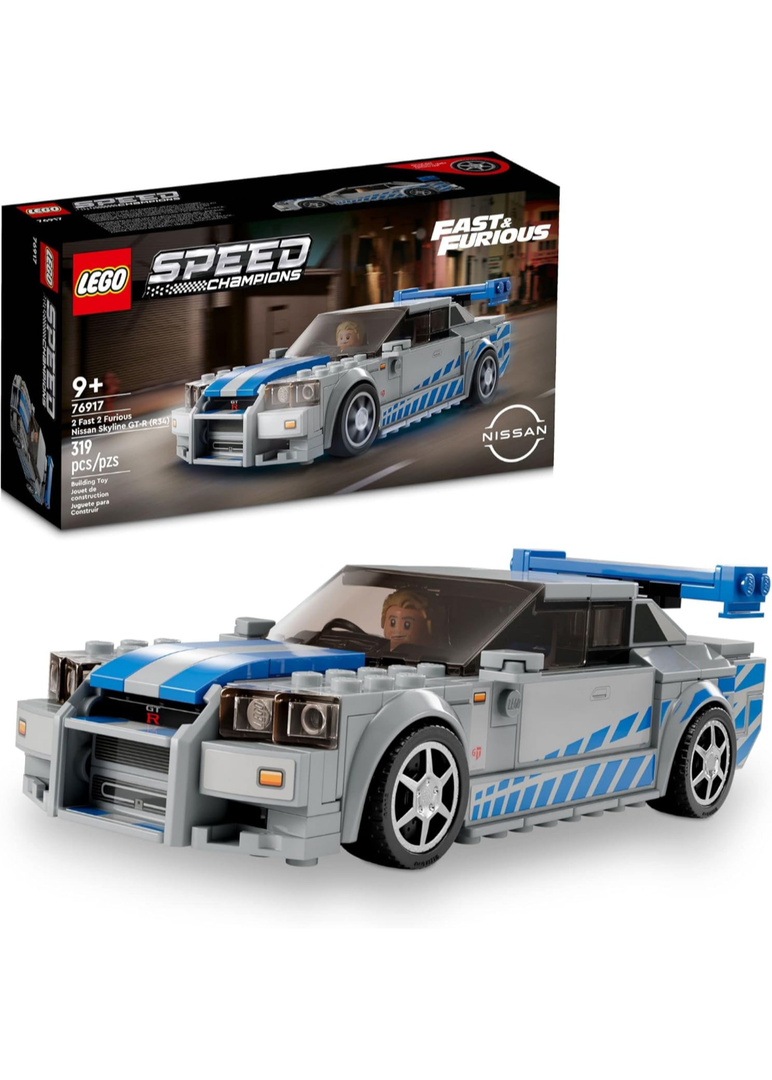LEGO Speed Champions 2 Fast 2 Furious Nissan Skyline GT-R (R34), Race Car Toy Model Building Kit, Collectible with Racer Minifigure, 2023 Set for Kids, Boys and Girls Ages 9 and Up 76917