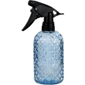 Glass Handheld Spray Bottle - 12oz Refillable Bottle Adjustable Nozzle Watering Can for Garden Plants Cleaning Solutions (Blue)