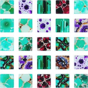 Gem Glass Mosaic Tiles, 25mm/1Inch Square Tiles Crystal Mosaic Tile for Crafts, Colorful Tiles for Mosaic Project Supplies Home DIY Crafts Interior Decoration