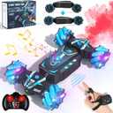 Axirata Remote Control Car Hand Controlled Gesture RC Stunt Car with Spray & Lights & Music for Kids 6-13 Year Old, 4WD 2.4GHz Off-Road 360 Rotation Toy Car Gift for Boys Girls (Black-blue)