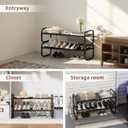 2 Tier Shoe Rack - Expandable Shoe Organizer for Closet, Adjustable Metal Shoe Shelf Storage, Stackable Long Shoe Stand Holder for Garage, Entryway, Door Entrance