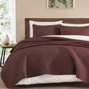 WRENSONGE King Size Quilt-3 Pieces Lightweight Burgundy Red Bedspreads King Quilt Bedding Set for All Season, Soft Summer Coverlet with 2 Pillow Shams Suitable for Bed & Couch