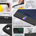 MoKo Touch Keyboard Case for iPad (A16) 11th Generation 11 inch 2025, iPad 10th Generation 10.9 inch Case with Pencil Holder, 7 Colors Backlit Multi-TrackPad Detachable Bluetooth Keyboard, Black
