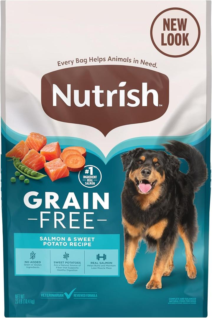 Nutrish Zero Grain Dry Dog Food, Salmon & Sweet Potato Recipe, 23 Pounds, (Rachael Ray Nutrish), Best By May 12, 2026