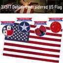 LETSTRY 5FT Flag Pole Kit for Outside House with American Flag & Solar Light,1" Thickened Stainless Steel Wall Mount Flagpole with 180Adjustable Bracket for Residential Outdoor Porch, Black