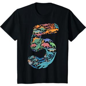 Dinosaur 5th Birthday Boy 5 Years TRex Party Rawr I'm 5 TShirt, XS Youth Size