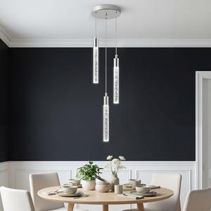 zhllmq Modern Light Fixture Kitchen Island Pendant Light Dimmable LED Chrome Pendant Lights Mini Crystal Pendant Lighting for Bedroom Dining Room Living Room（3-Light ）