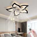 Low Profile Ceiling Fans with Lights,27.2 Black Modern Dimmable Flower Shape Ceiling Light Fan with Remote Control/app Control,Timing 6 Gear Speeds Fan Ceiling Lamp.