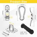 Mornajina 2 Sets M15 Cable Pulley System for Lifting Hanging, Including Heavy Duty Stainless Steel Single Pulley Block with 66FT Nylon Rope, Snap Hooks, Eye Pad Plate, Rope Cleat Hook, Loading 77lb