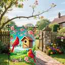 IVN Welcome Cardinals Red Bird Garden Flag 12x18 Inch Double Sided