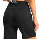Women's Athletic Shorts with Zipper Pocket 7" High Waisted Stretchy Bermuda Shorts for Women Workout Running Casual (Black, M)
