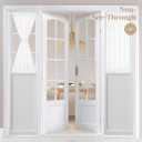 HOMEIDEAS Non-See-Through Sidelight French Curtains for Front Door, Light Filtering Privacy Semi Sheer Door Window Curtains with Rod Pocket and Tieback, 1 Panel, White, 26W X 40L Inch