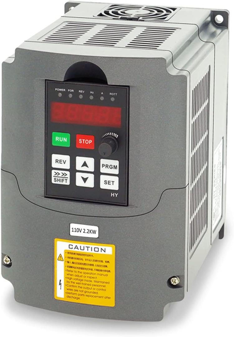 VFD Converter,Variable Frequency Drive,110v Single Phase Input to 110v Three Phase Output (for power 3HP three-Phase Motor/Spindle) 0-400hz Speed Rotation (HY Series-110v 2.2kW 3HP Model)