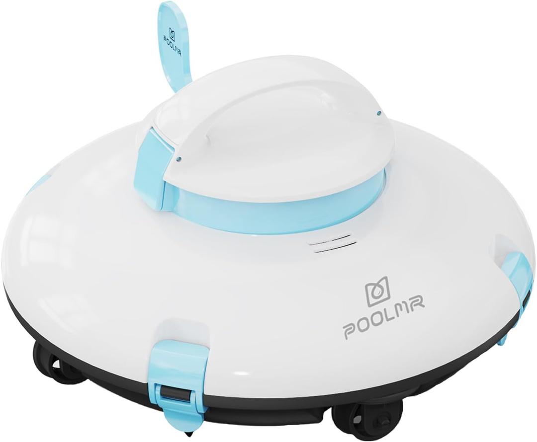 PoolMr Cordless Robotic Pool Cleaner - Above Ground Pool Vacuum - 15Kpa Strong Suction, 52 Ft/Min Speed, Dual-Motor, Self-Parking, Ideal for Flat Swimming Pools, Teal(2025 Version)