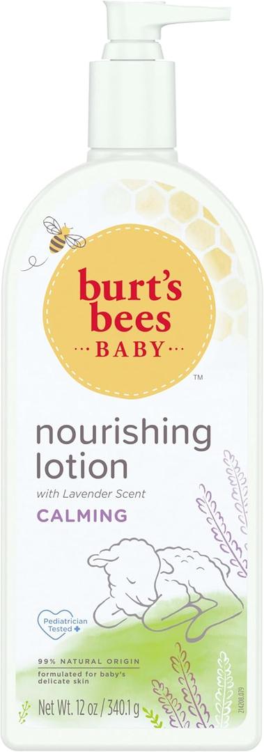 Burt's Bees Baby Nourishing Lotion with Lavender, Calming Baby Lotion, Pediatrician Tested, 99.0% Natural Origin, 12 Ounces