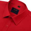 J.VER Men's Dress Shirts Solid Long Sleeve Stretch Wrinkle-Free Formal Shirt Business Casual Button Down Shirts Red Small