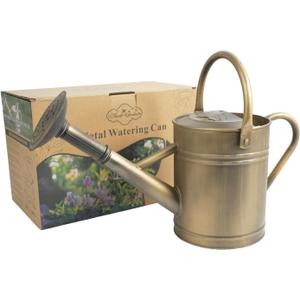 1 Gallon Galvanized Metal Watering Can, Retro Bronze Tone with Detachable Spout, Vintage Rustic Decorative Water Pot for Home Garden Indoor Outdoor Plants