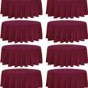 Pack of 8 Premium Round Tablecloth 108 Inch Round Table Covers Bulk Washable Polyester Fabric Round Table Clothes for Wedding Party Reception Banquet Buffet Restaurant (Burgundy, 108 Inch)