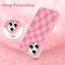 ZIYE for iPhone 16 Pro Max Case Pink Checkered Grids Plaid Checkerboard Pattern Phone Case Soft TPU Bumper Hard PC Cute Protective Cover Slim Lightweight Design Cases