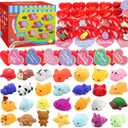 28 Pack Valentines Day Gifts for Kids, Animal Mochi Squishies Filled Heart-Shape Box and Greeting Cards Kawaii Squishies Stress Relief Fidget Toys for Classroom Exchange Gifts Party Favors Prizes