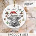 5 x Highland Cow Ornament - Farmhouse Christmas Ornaments - Double-Sided Printed Ceramic Ornament for Christmas Tree Decoration