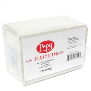 Pepy Reusable and Non-Drying Oil-Based Plasticine Modeling Clay, White, 2 Pounds, Sulfur-Free & Non-Toxic, Great for Kids, Beginners, and Artists, Perfect for Arts and Crafts Projects