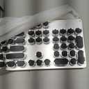 EWEADN TK950 Typewriter Mechanical Keyboard and Mouse, 104 Keys Aesthetic Typewriter Keyboard Mouse Combo with White Backlit, Anti-Ghosting, Black Switch Bluetooth/2.4GHz/Wired Cute Keyboards-Black