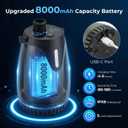 Portable Camping Shower 8000mAh Rechargeable Outdoor Shower with LED Display, IPX8 Waterproof, 4 Spray Modes, 5-Level Water Pressure & Colorful Ambient Light for Camping, Hiking, Beach, Pet Bathing