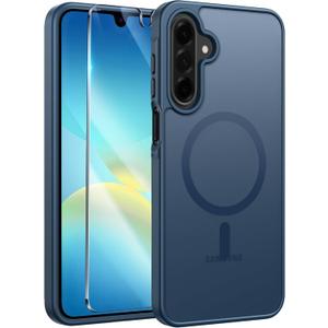 FNTCASE for Galaxy A26 5G Phone Case: Magnetic Matte Translucent Military Grade Drop Protection Cell Phone Cover - Slim Rugged Durable Shockproof Protective for Samsung A26 Cases - Blue