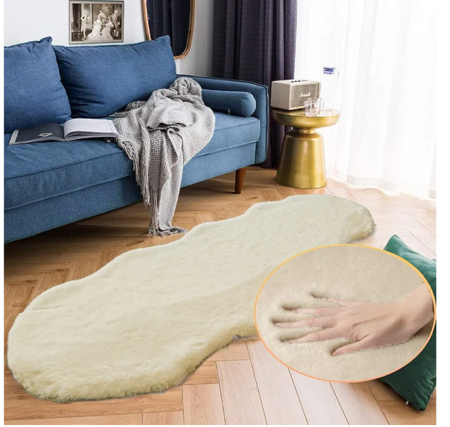 Shag Faux Bunny Washable Fluffy Fur Rug Runners for Hallways Camel Plush Area Rugs for Living Room Bedroom Faux Sheepskin Rug 2x6 Shaped Nursery Rugs