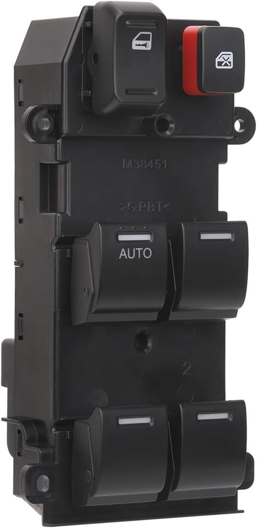 Power Master Window Switch Front Left Driver Side Control Button Compatible with 2007 2008 2009 2010 2011 Honda CR-V Replacement OEM 35750-SWA-K01, 22 Pins, 1 Auto Button, White Light