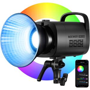 NEEWER CB60 RGB 70W LED Video Light with App Control, Bowens Mount COB Full Color Continuous Output Lighting 18000Lux/1m CCT 2700K-6500K CRI97+ 17 Scenes for Photography/Studio Video Recording