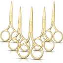 5 Pieces Small Straight Tip Nose Hair Scissor for Grooming, Stainless Steel Multi-Purpose Beauty Grooming Scissors for Facial Hair Removal and Mustache Beard Eyebrows Ear Nose Trimming(Gold)