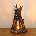 LED Night Light Wooden Campfire LED Dimmable Lamp with 3 Lighting Modes & Flame Sound, USB Powered Kids Nightlight & Desk Lamp for Bedroom, Office, and Relaxation, L