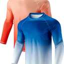 2 Pack Men's Sun Protection Long Sleeve Swim Shirts UPF 50+ Loose Fit Rash Guards Fishing Quick Dry Clothing (Medium, Gradient Blue/Orange)