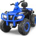ELEMARA 24V 2 Seater Ride on ATV for Big Kids,4WD Off-Road 4 Wheeler Ride on Car,400W Motor with 5mph Max Speed,w/Bluetooth,LED Lights,Boys & Girls Ride on,Electric Car to Drive,XL, Light Blue
