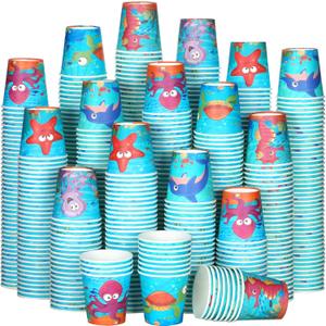 Skyley 600 Pack 3 oz Small Paper Cups Disposable Bathroom Cups Kids Mouthwash Mini Cold Beverage Drinking mugs for Party Home and Office Water Coolers(Sea Style)